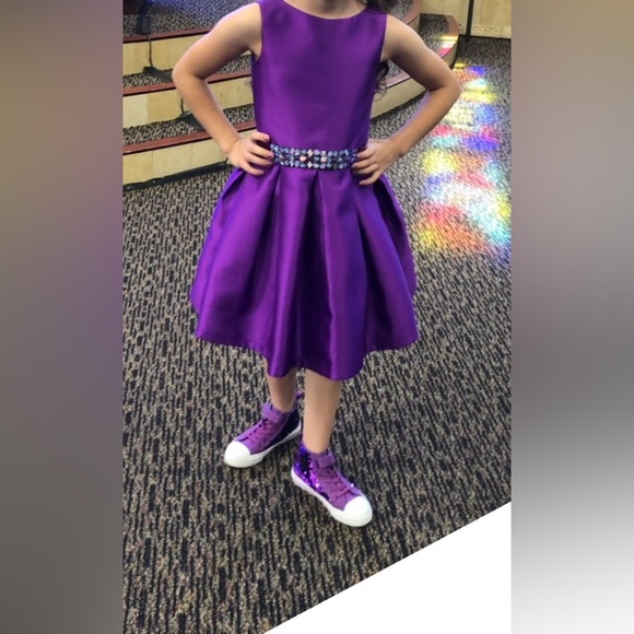 Zoe LTD girls kids fancy party dress jewel tone purple violet size 10 jeweled - Picture 3 of 11